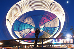 Blurred image of Quassy Amusement Park ride in circular motion