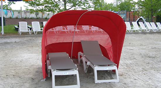 Covered lounger on Quassy Beach