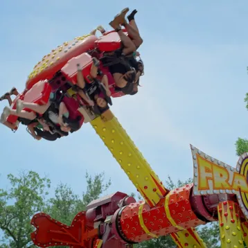 The "Frantic" ride in action, showing people turning upside down
