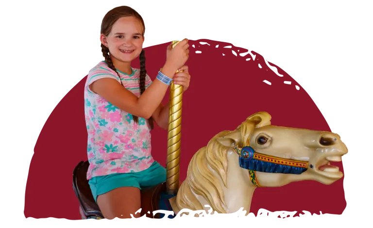 Stylized burst image of girl on Carousel horse